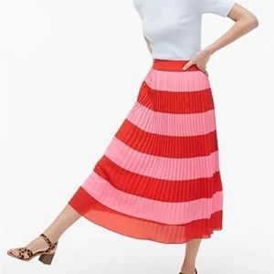 J.Crew PLEATED MIDI SKIRT IN STRIPE